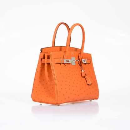 Hermès Birkin 30 Tangerine Ostrich Palladium Hardware
