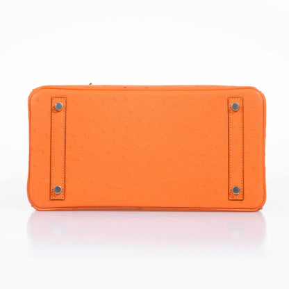 Hermès Birkin 30 Tangerine Ostrich Palladium Hardware