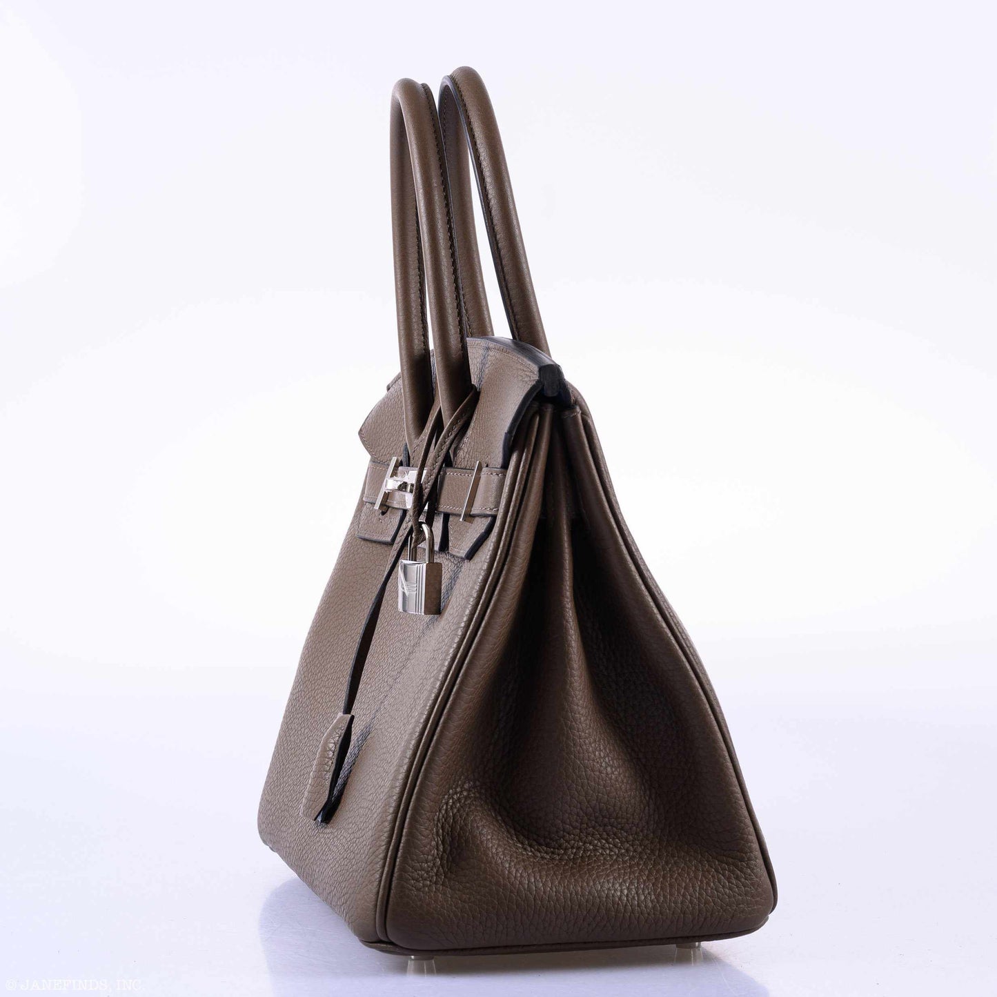 Hermès Birkin 30 Verso Taupe & Blue Agate Clemence Palladium Hardware - 2020, Y