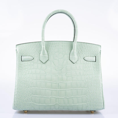Hermès Birkin 30 Vert D’eau Matte Alligator with Gold Hardware