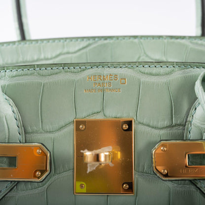 Hermès Birkin 30 Vert D’eau Matte Alligator with Gold Hardware