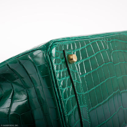 Hermès Birkin 30 Vert Emerald Niloticus Crocodile Gold Hardware