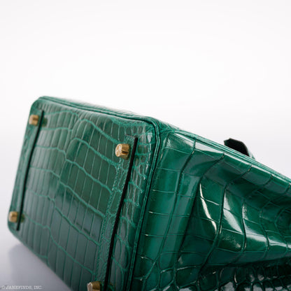 Hermès Birkin 30 Vert Emerald Niloticus Crocodile Gold Hardware