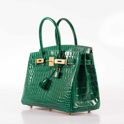 Hermès Birkin 30 Vert Emerald Niloticus Crocodile Gold Hardware