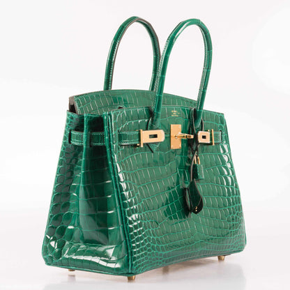 Hermès Birkin 30 Vert Emerald Niloticus Crocodile Gold Hardware