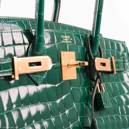 Hermès Birkin 30 Vert Emerald Niloticus Crocodile Gold Hardware