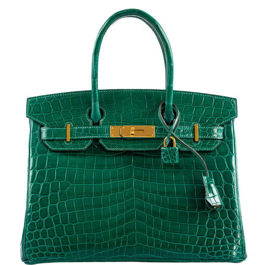 Hermès Birkin 30 Vert Emerald Niloticus Crocodile Gold Hardware