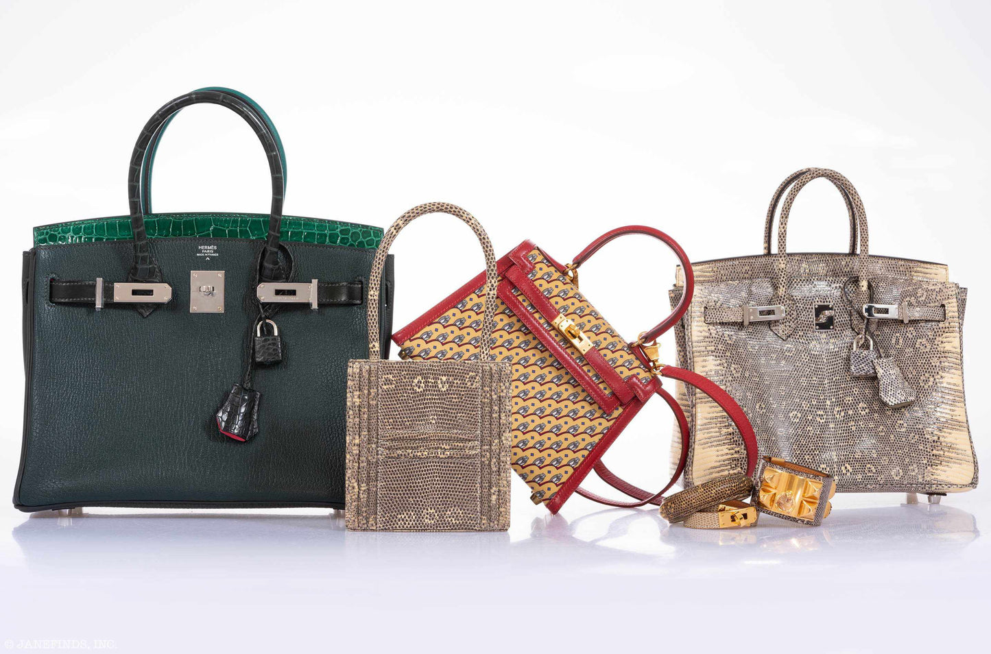 Hermès Birkin 30 Vert Emeraude Porosus Crocodile, Vert Titien Multi-Leather & Rose Azalée Patchwork Palladium Hardware