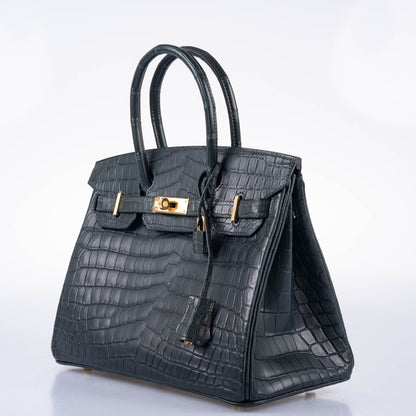 Hermès Birkin 30 Vert Foncé Matte Niloticus Crocodile Gold Hardware