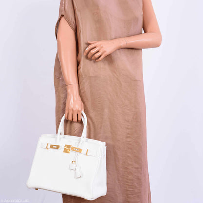 Hermès Birkin 30 White Clemence Gold Hardware