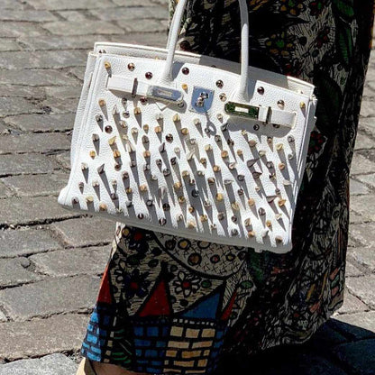 Hermès Birkin 30 White Clemence “Warrior Birkin” Palladium Hardware * JaneFinds Custom Shop