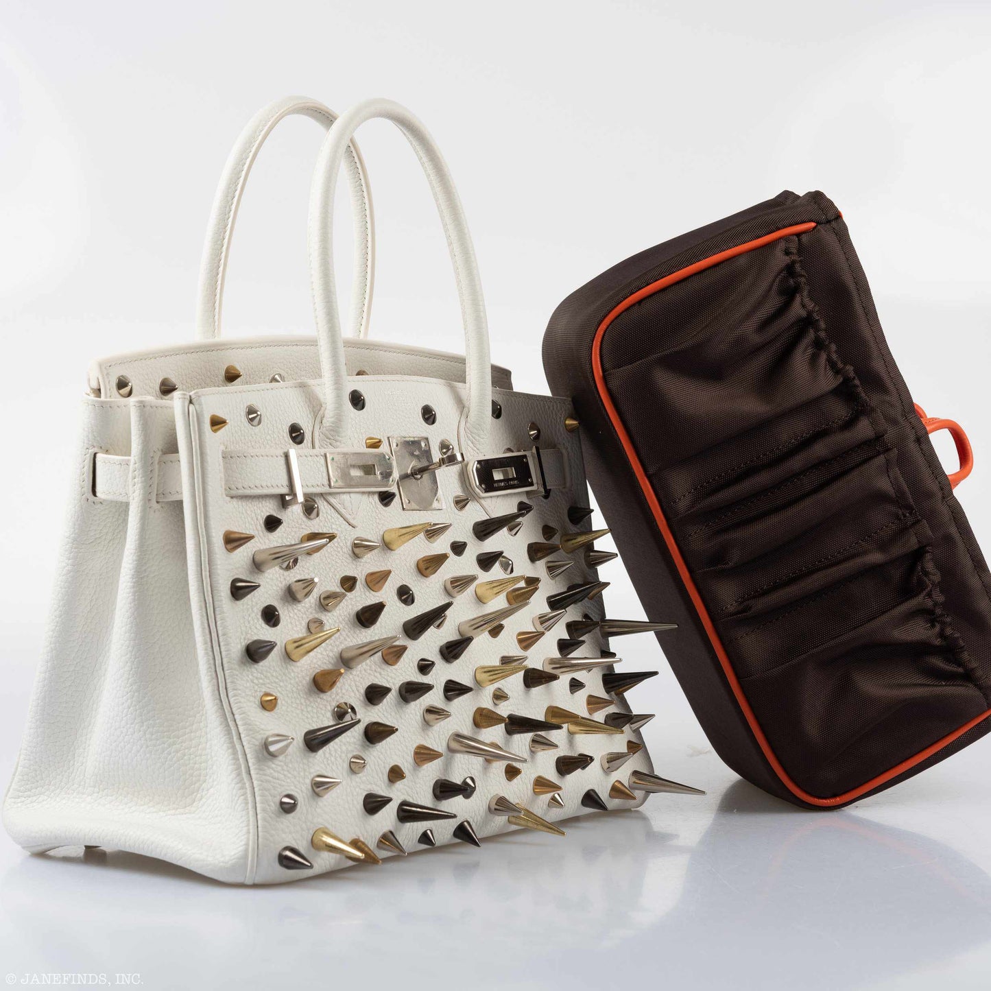 Hermès Birkin 30 White Clemence “Warrior Birkin” Palladium Hardware * JaneFinds Custom Shop