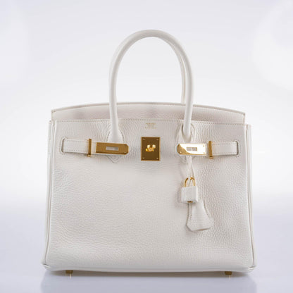 Hermès Birkin 30 White Clemence with Gold Hardware - 2016, X