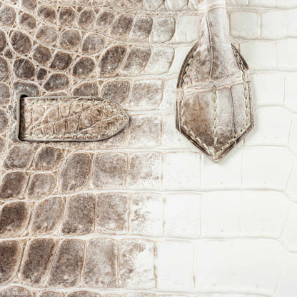 Hermès Birkin 30 White Himalayan Niloticus Crocodile Palladium Hardware