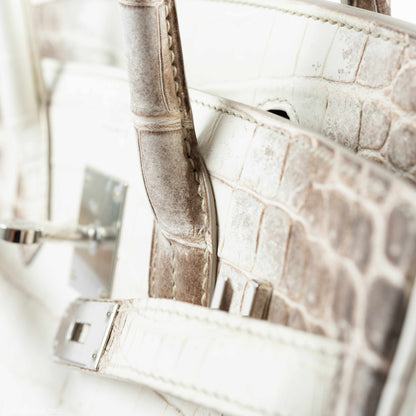 Hermès Birkin 30 White Himalayan Niloticus Crocodile Palladium Hardware