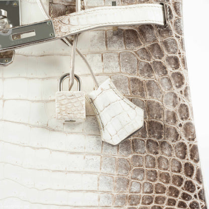 Hermès Birkin 30 White Himalayan Niloticus Crocodile Palladium Hardware