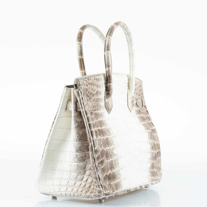 Hermès Birkin 30 White Himalayan Niloticus Crocodile Palladium Hardware
