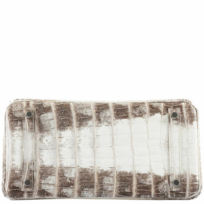 Hermès Birkin 30 White Himalayan Niloticus Crocodile Palladium Hardware
