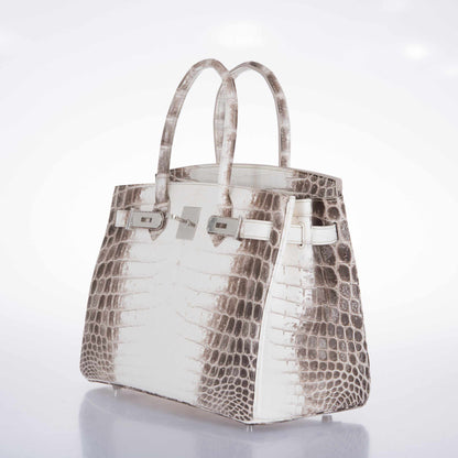 Hermès Birkin 30 White Himalayan Niloticus Crocodile Palladium Hardware