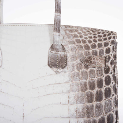 Hermès Birkin 30 White Himalayan Niloticus Crocodile Palladium Hardware