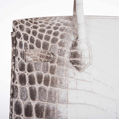 Hermès Birkin 30 White Himalayan Niloticus Crocodile Palladium Hardware