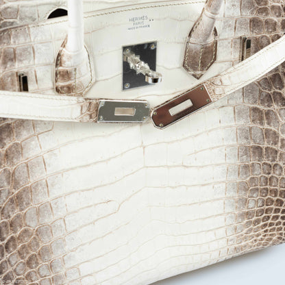 Hermès Birkin 30 White Himalayan Niloticus Crocodile Palladium Hardware