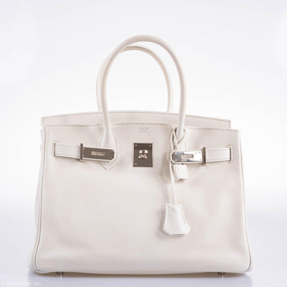 Hermès Birkin 30 White Swift with Palladium Hardware - 2007, K Square