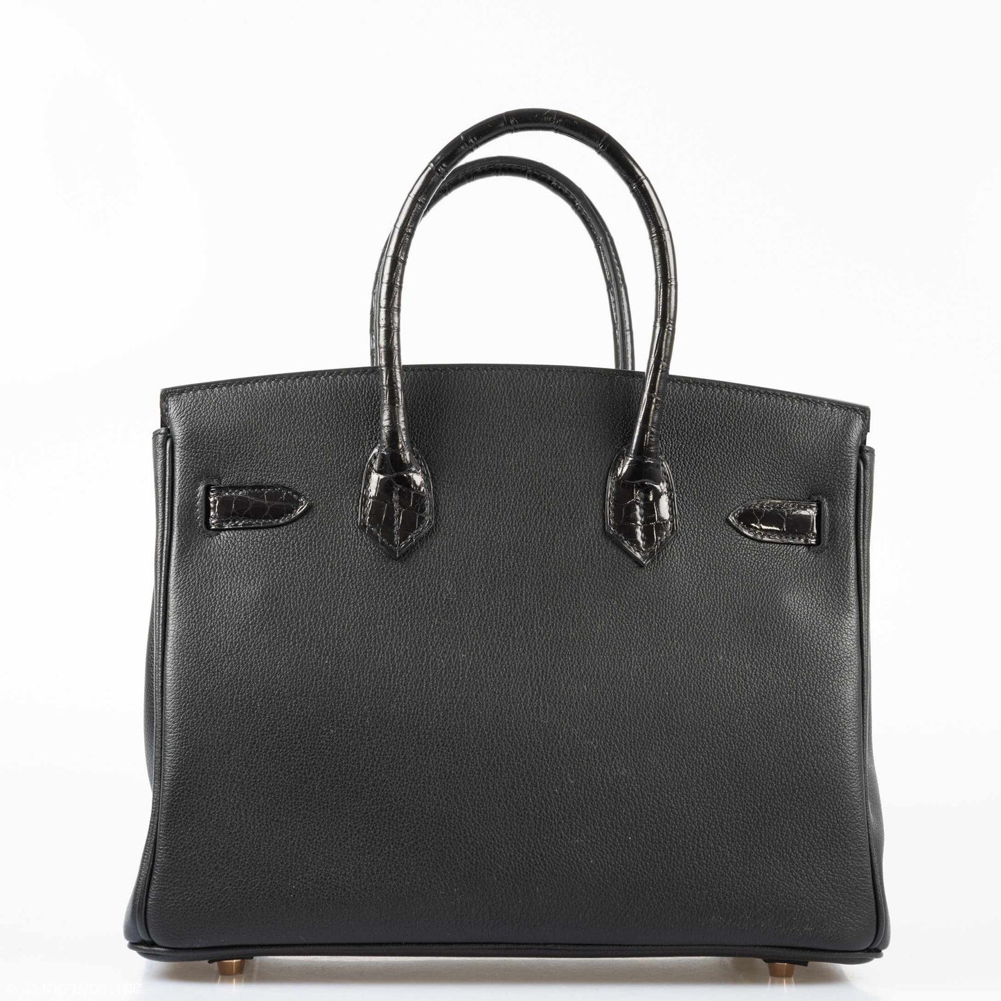 Hermès Birkin Touch 30 Black Novillo & Niloticus Crocodile Rose Gold Hardware