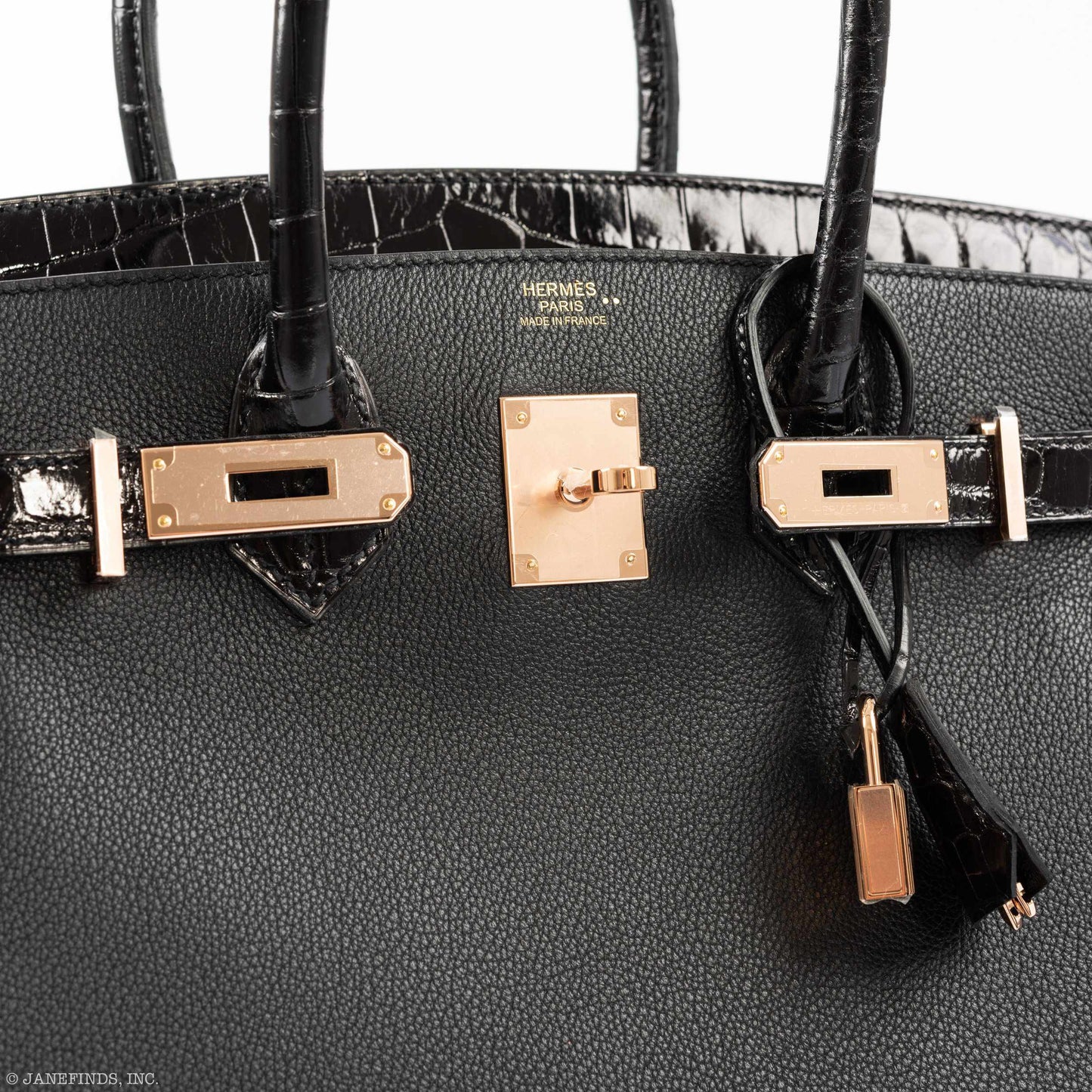 Hermès Birkin Touch 30 Black Novillo & Niloticus Crocodile Rose Gold Hardware