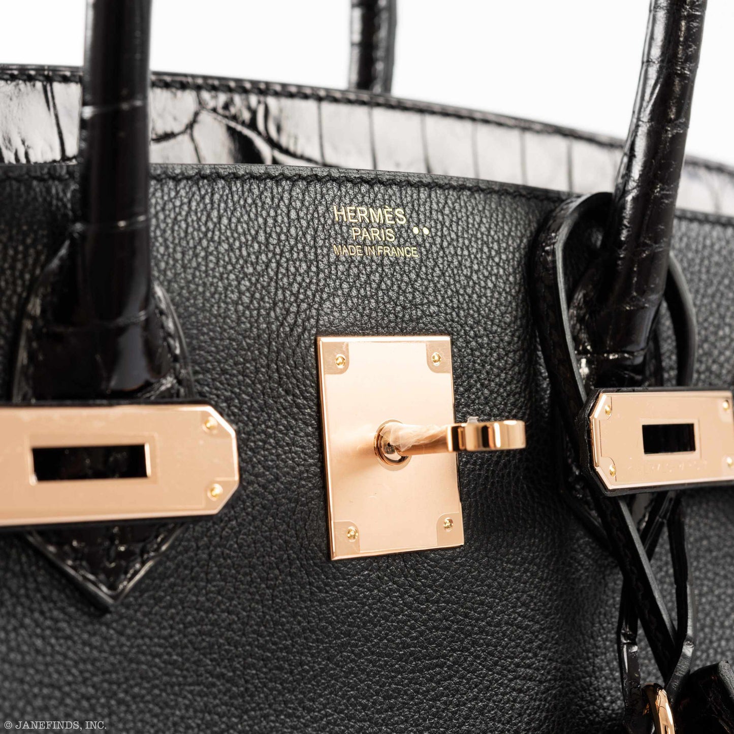 Hermès Birkin Touch 30 Black Novillo & Niloticus Crocodile Rose Gold Hardware