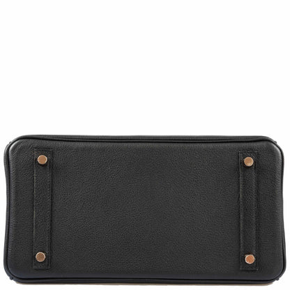 Hermès Birkin Touch 30 Black Novillo & Niloticus Crocodile Rose Gold Hardware