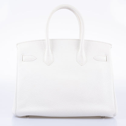 Hermès Club Birkin 30 White, Grey Clemence & Sanguine Lizard Palladium Hardware