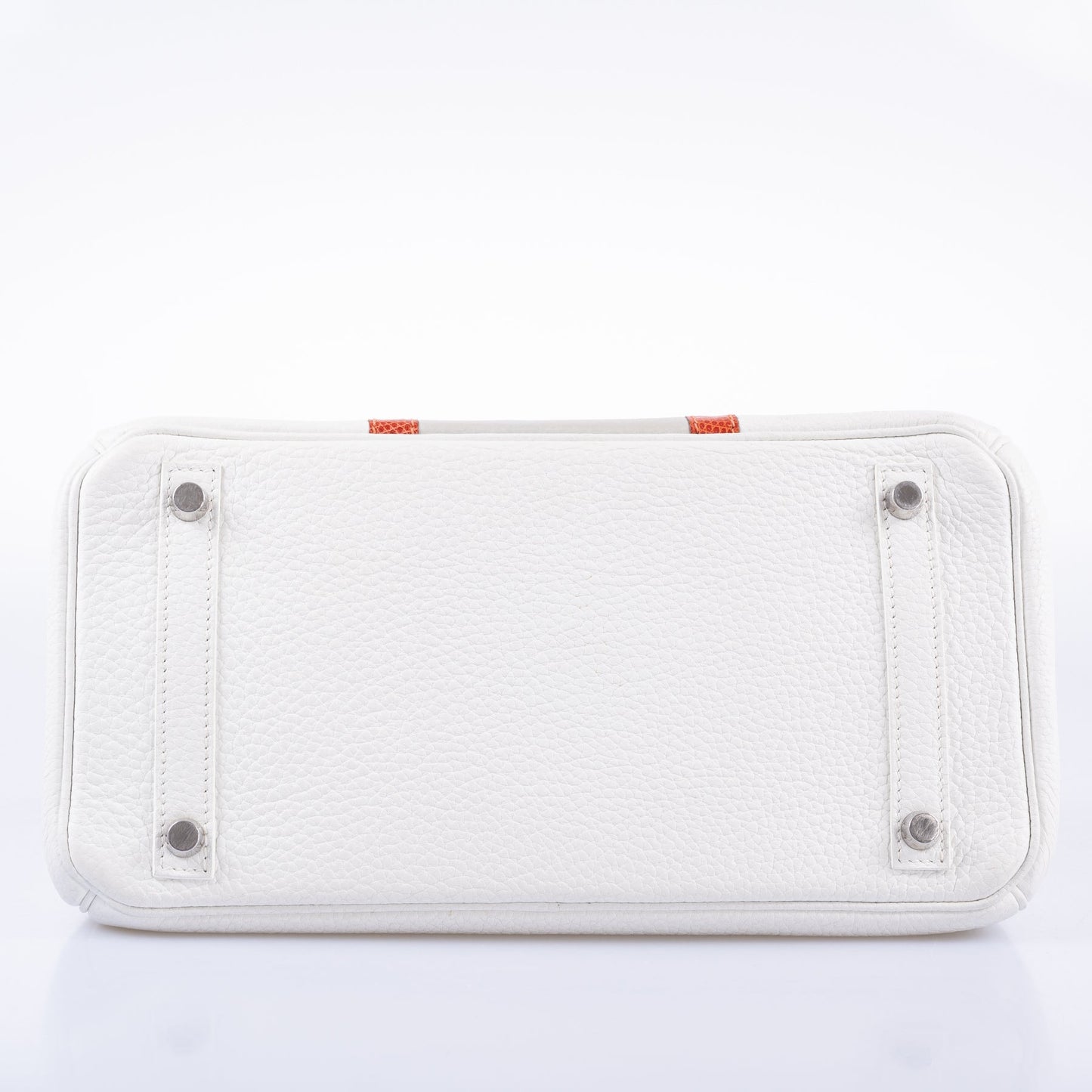 Hermès Club Birkin 30 White, Grey Clemence & Sanguine Lizard Palladium Hardware
