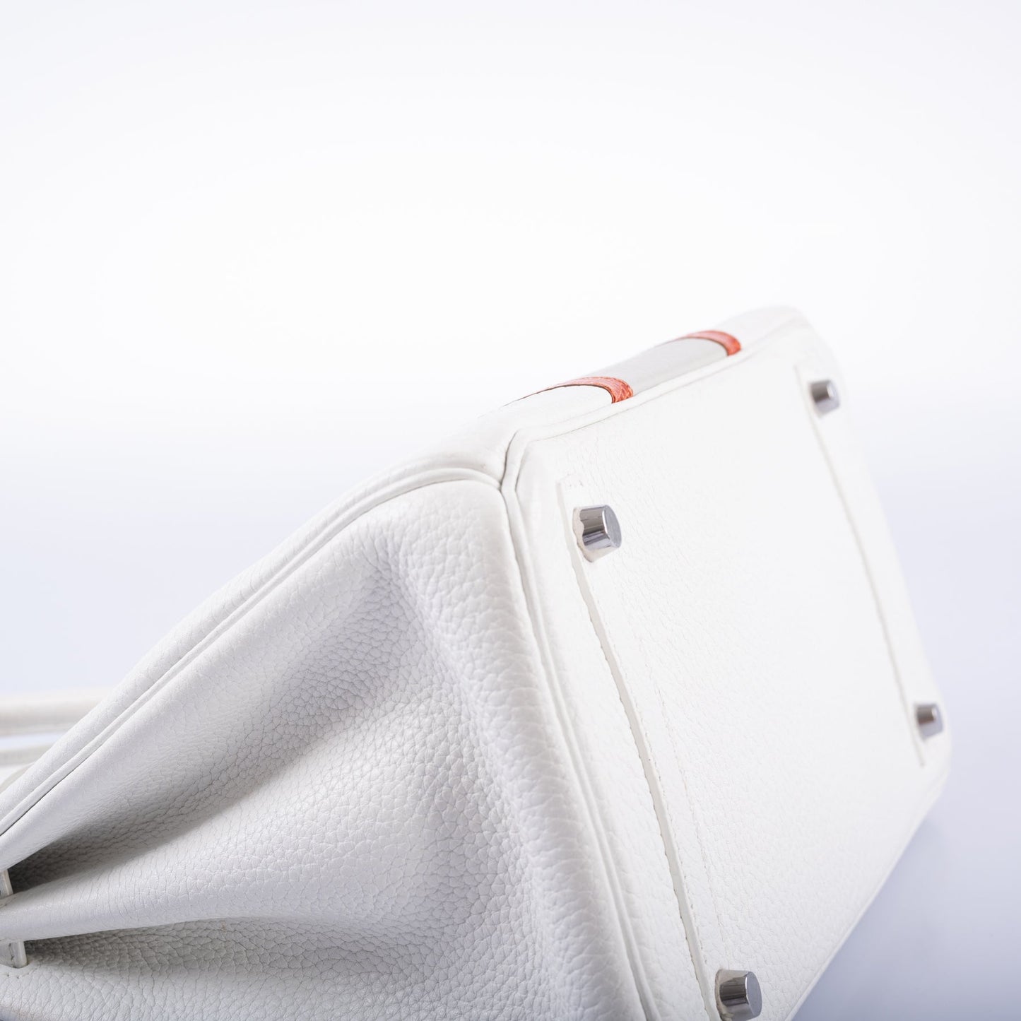 Hermès Club Birkin 30 White, Grey Clemence & Sanguine Lizard Palladium Hardware