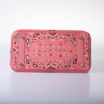Hermès Custom Painted Birkin 30 Pink Bandana Togo Palladium Hardware - JaneFinds Custom Shop