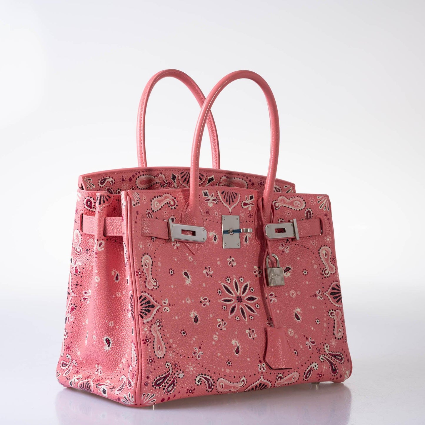 Hermès Custom Painted Birkin 30 Pink Bandana Togo Palladium Hardware - JaneFinds Custom Shop