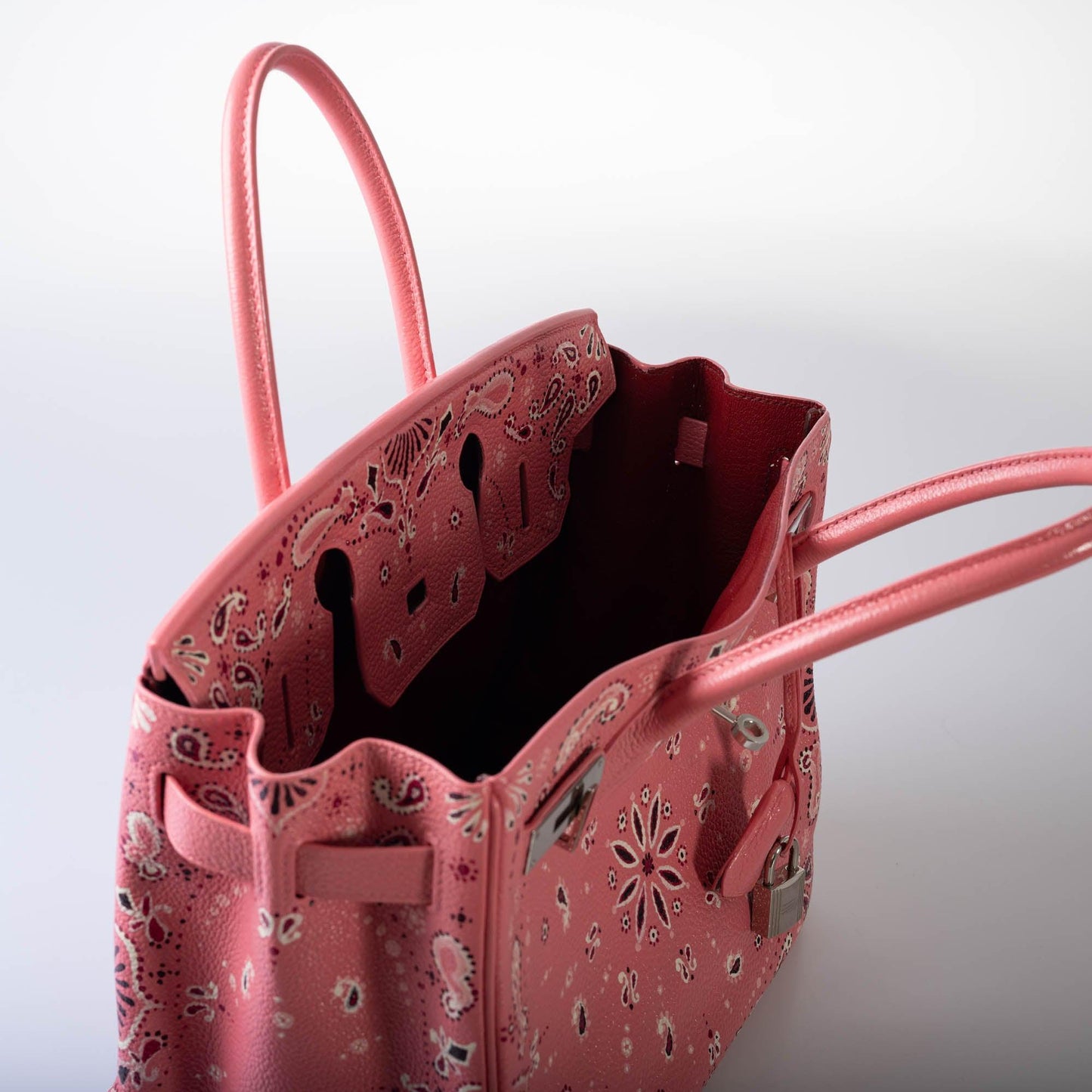 Hermès Custom Painted Birkin 30 Pink Bandana Togo Palladium Hardware - JaneFinds Custom Shop
