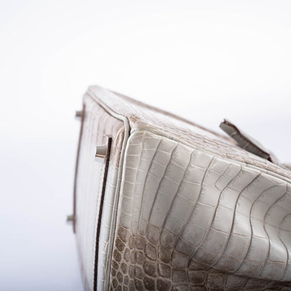Hermès Gris Cendre Himalaya Birkin 30 Matte Nilo Crocodile with Palladium Hardware - 2013, Q Square