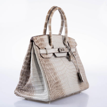 Hermès Gris Cendre Himalaya Birkin 30 Matte Nilo Crocodile with Palladium Hardware - 2013, Q Square
