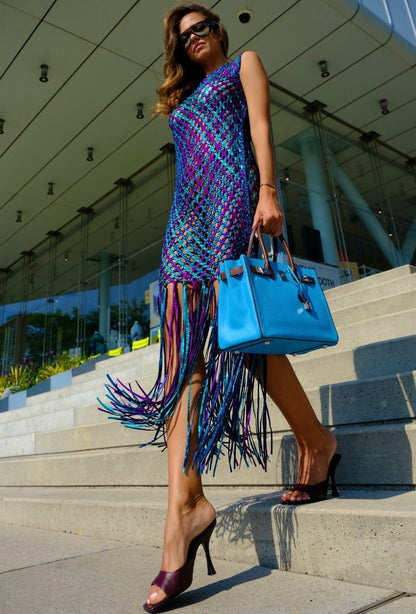 Hermès HSS Birkin 30 Bleu Aztec and Havane Chevre Palladium Hardware