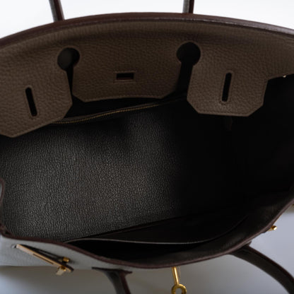Hermès HSS Birkin 30 Etain, Gris Perle and Etoupe Clemence Gold Hardware