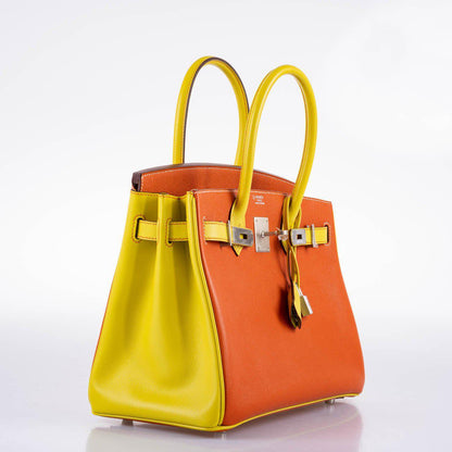 Hermès HSS Birkin 30 Feu & Lime Epsom with Brushed Palladium Hardware - 2013, Q Square