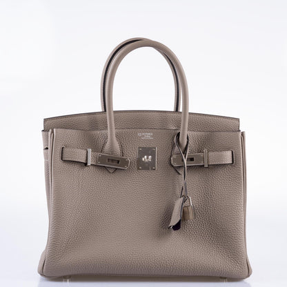 Hermès HSS Birkin 30 Gris Asphalte Togo with Cassis Interior with Palladium Hardware