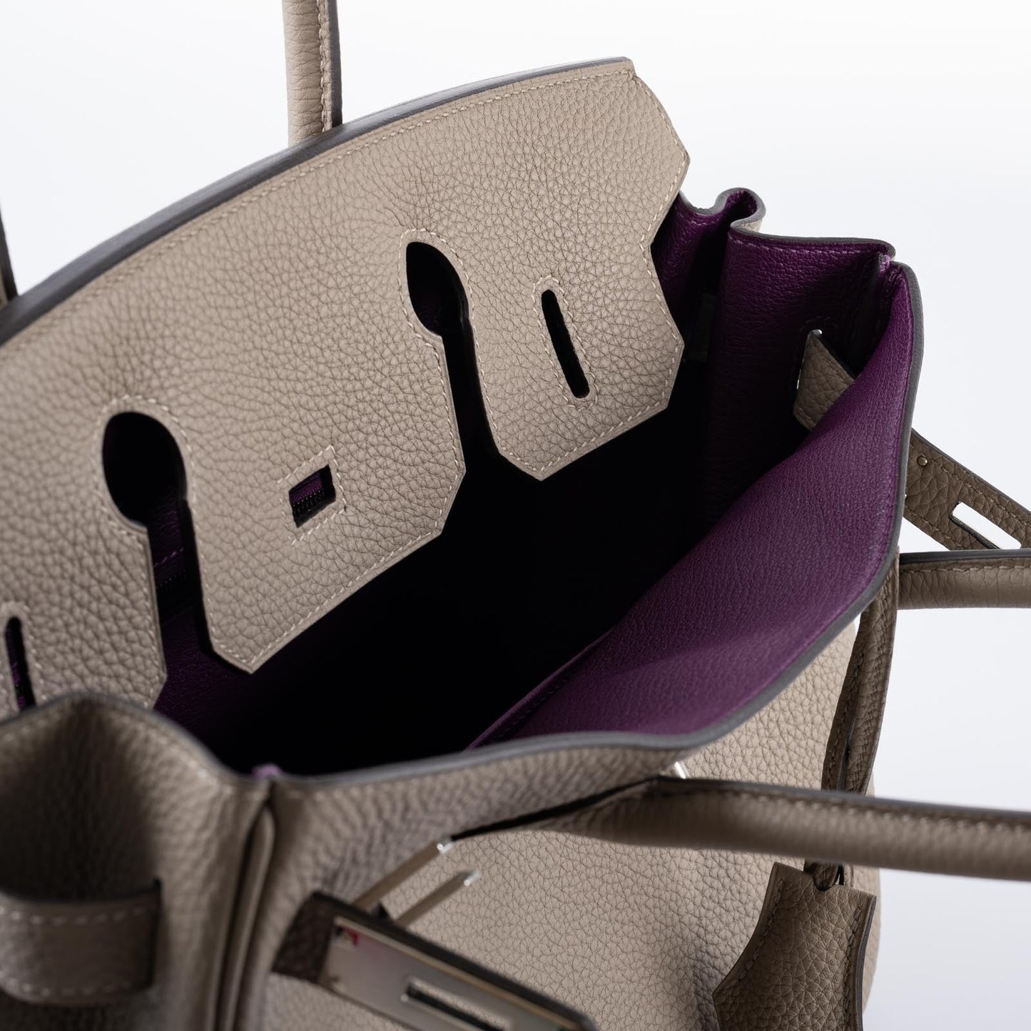 Hermès HSS Birkin 30 Gris Asphalte Togo with Cassis Interior with Palladium Hardware