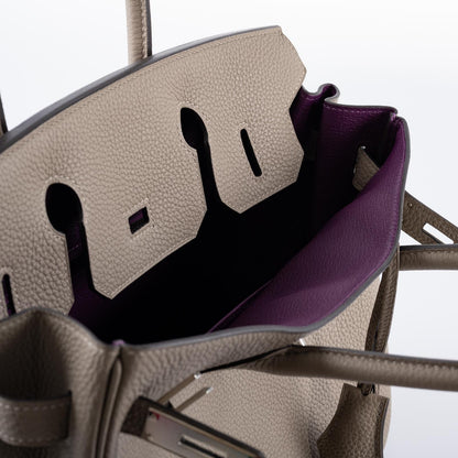 Hermès HSS Birkin 30 Gris Asphalte Togo with Cassis Interior with Palladium Hardware