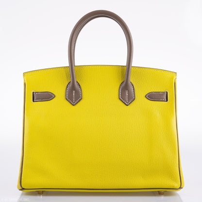 Hermès HSS Birkin 30 Lime and Etoupe Chevre Gold Hardware, 2013
