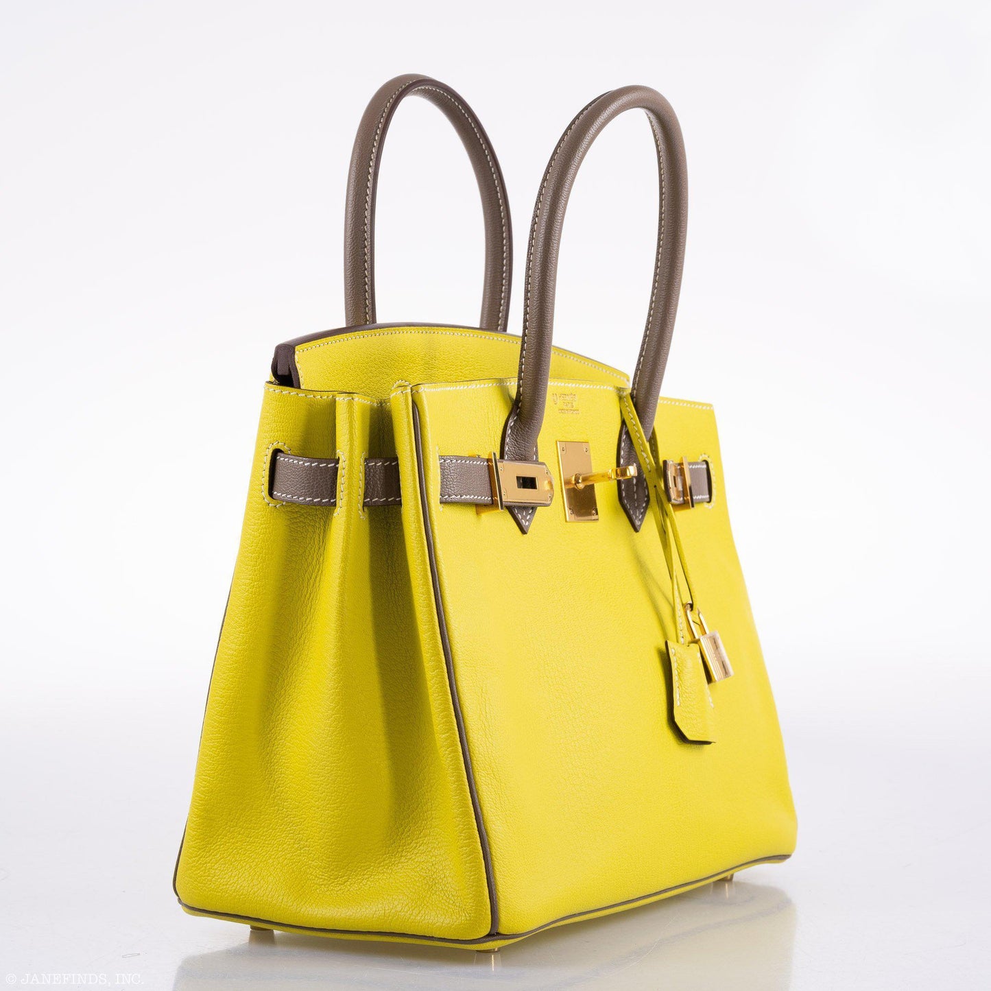 Hermès HSS Birkin 30 Lime and Etoupe Chevre Gold Hardware, 2013