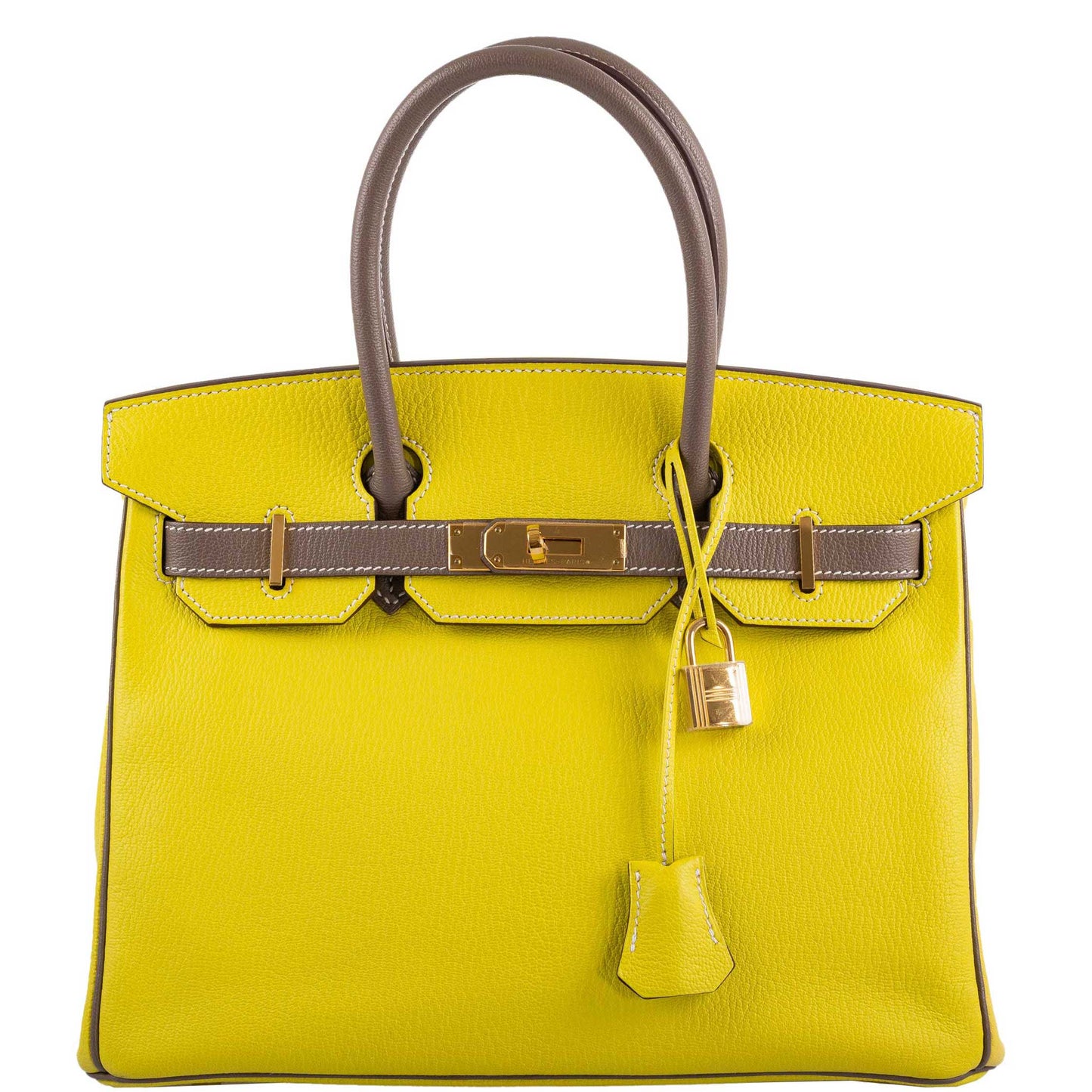 Hermès HSS Birkin 30 Lime and Etoupe Chevre Gold Hardware, 2013