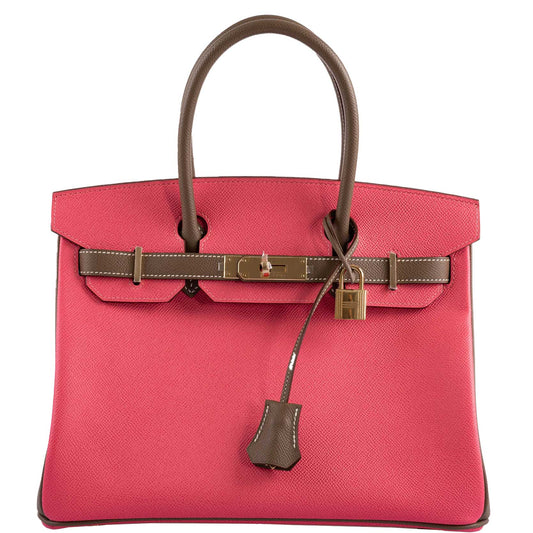 Hermès HSS Birkin 30 Rose Azalee & Etoupe Epsom with Permabrass Hardware - 2017, A
