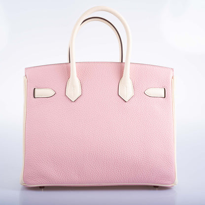 Hermès HSS Birkin 30 Rose Sakura and Craie Clemence with Rose Gold Hardware